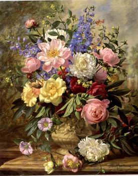 Floral, beautiful classical still life of flowers.093